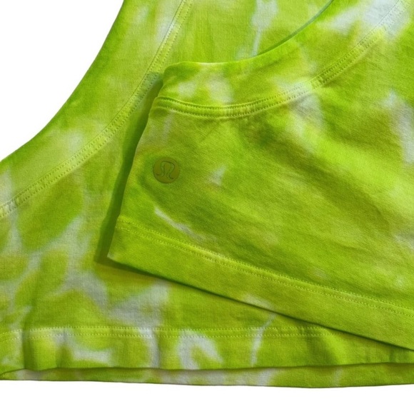 (B51) Lululemon All Yours Crop Tank *Tie Dye color MAR9 (lime green), Sz 12 NWT - Picture 12 of 14